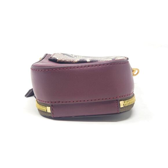 THACKER Farrow Leather Python Embossed Phone Case Crossbody Burgundy Gold - Picture 6 of 10